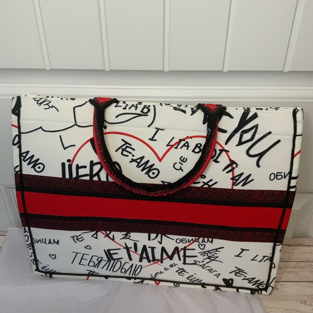 Red White and Black Large Book Tote Bag NWOT - Picture 4 of 9